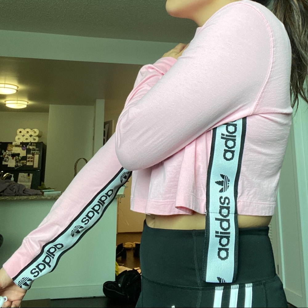 Adidas pink long sleeve crop